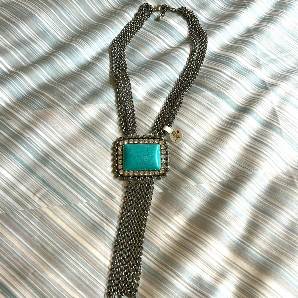 Turquoise and silver statement necklace